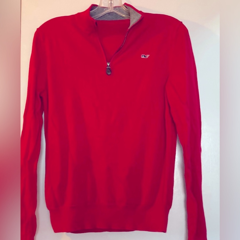 Boys Red Vineyard Vines Quarter Zip Pullover Size M (12-14) Like New. Worn.